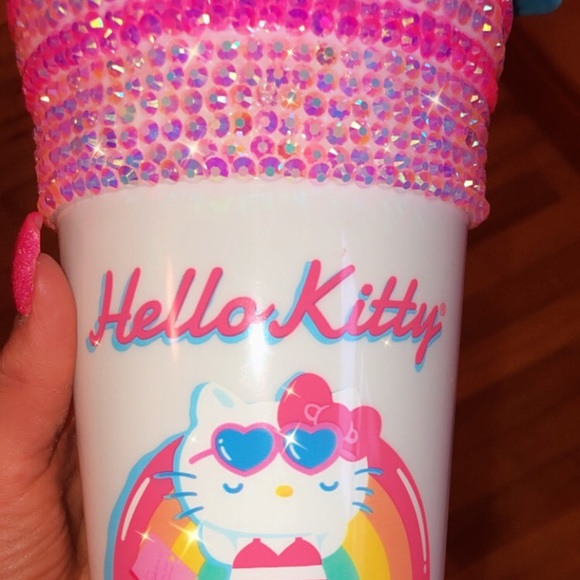 💗HUGE 32oz MEGA BLING RHINESTONE BEDAZZLED HELLO KITTY CUSTOM TUMBLER VENTI CUP - Picture 5 of 9